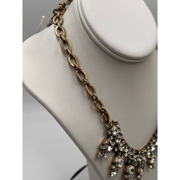J. crew Sparkling Rhinestone Fancy Bling Statement Gold Ox Necklace - Picture 7 of 10